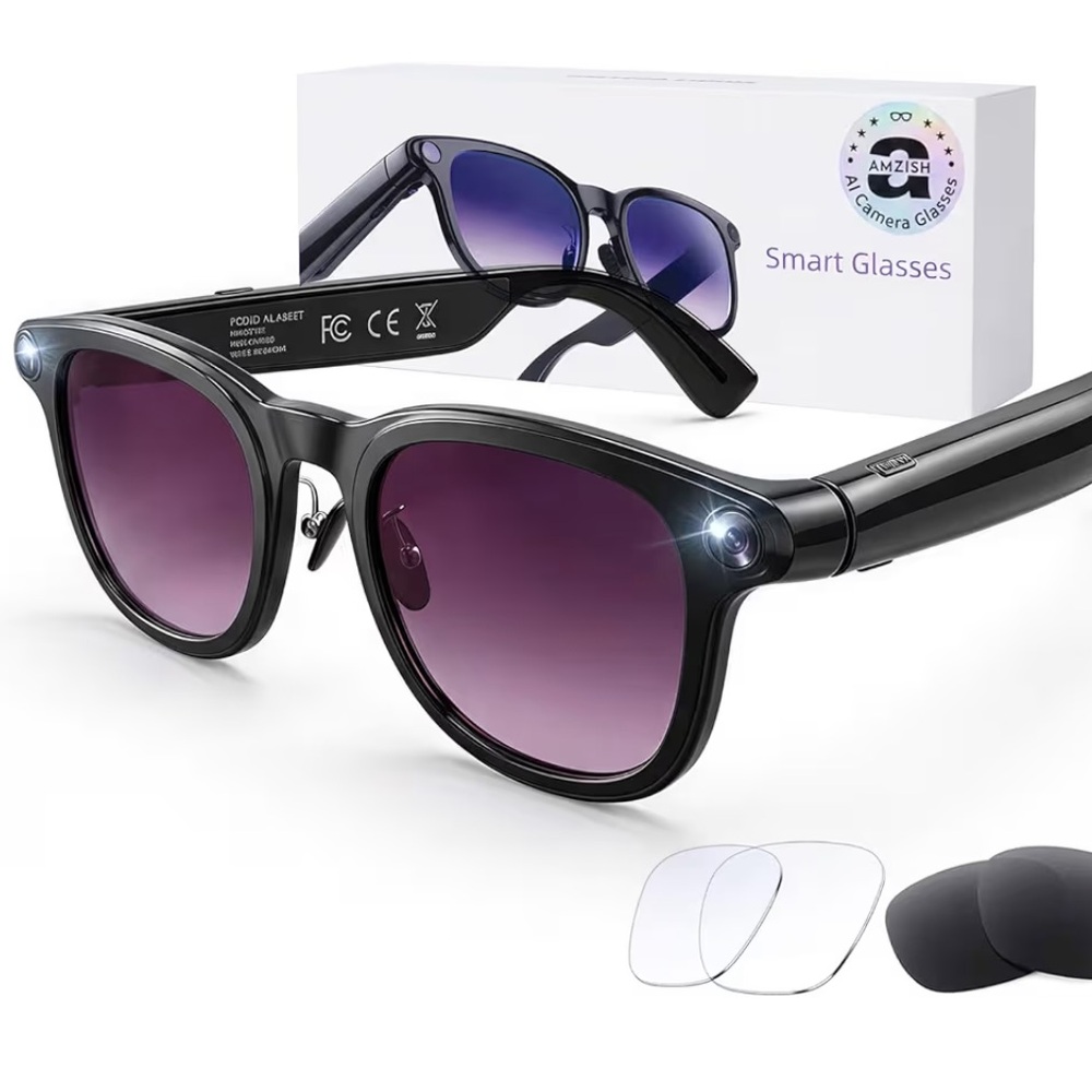 AI Smart Glasses with Camera, 8MP HD Bluetooth Camera Glasses